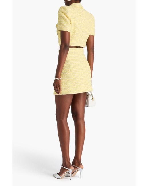 Alessandra Rich Yellow Embellished Metallic Tweed Mini Skirt