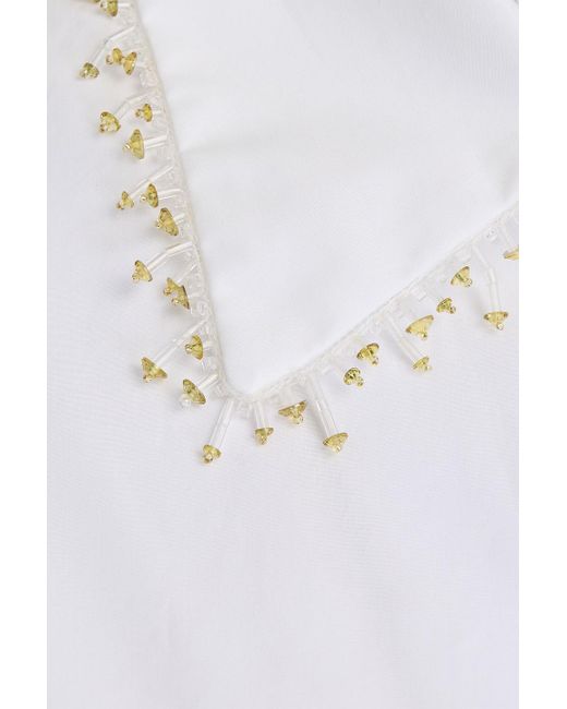 Fabiana Filippi White Bead-Embellished Cotton-Poplin Shirt