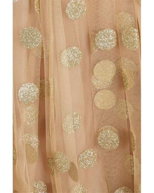 Zimmermann Natural Glittered Polka-dot Tulle Skirt
