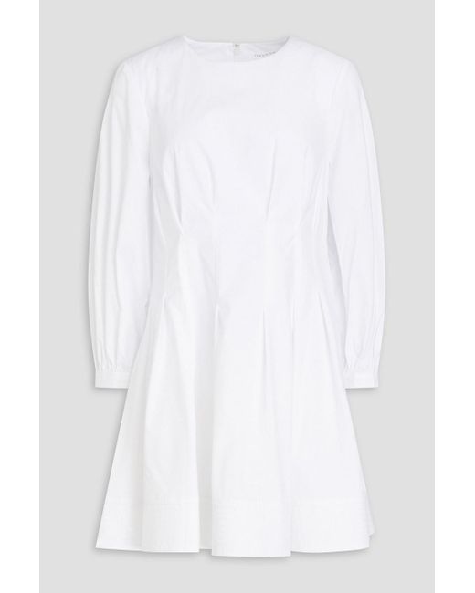 Veronica Beard White Torres Pleated Cotton-blend Poplin Mini Dress