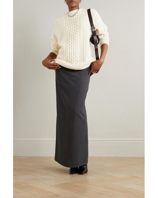 Totême  Natural Oversized Cable-knit Wool Sweater