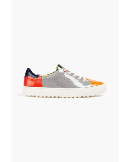 Tory Sport Multicolor Color-block Patent-leather Sneakers
