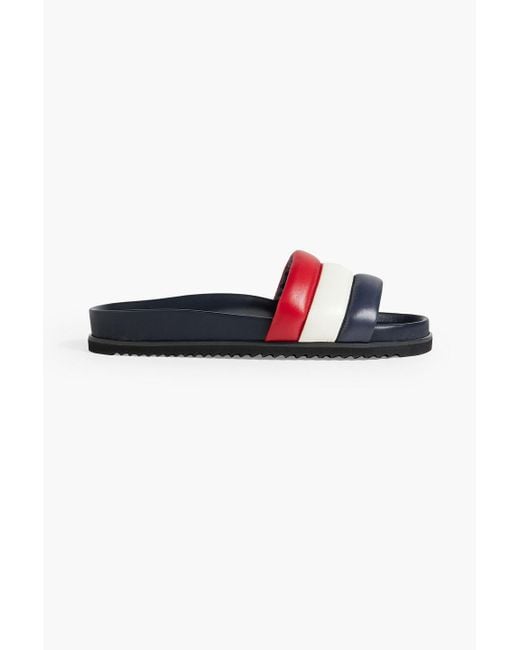Thom Browne White Striped Quilted Shell Slides for men