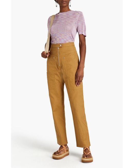 Isabel Marant Natural paggy Cotton And Linen-blend Canvas Straight-leg Pants