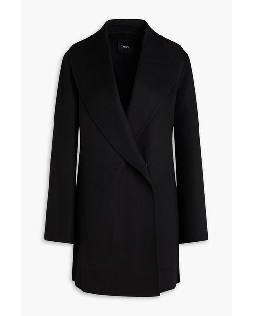 Theory Black Wool And Cashmere-Blend Coat