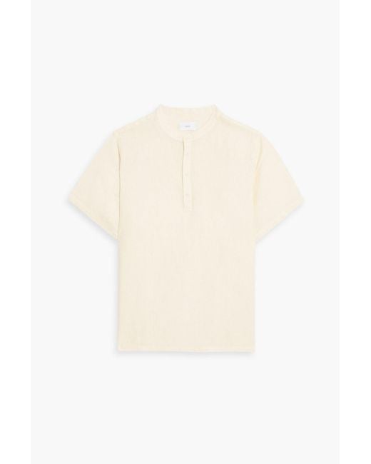 Onia White Linen Henley Shirt for men