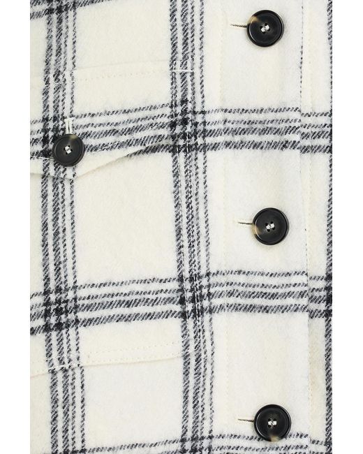 Sportmax White Assenzi Checked Wool-Tweed Shirt Jacket