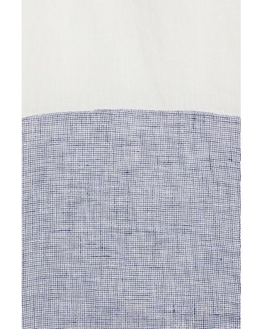120% Lino White Two-tone Linen Shirt for men