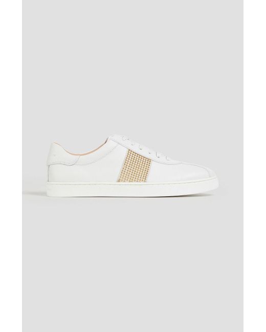 Gianvito Rossi White Studded Leather Sneakers