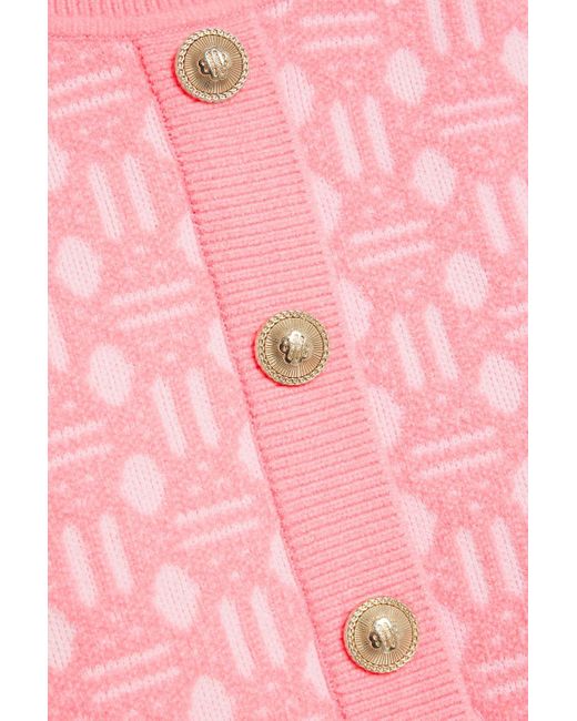 Maje Pink Cropped Jacquard-Knit Top