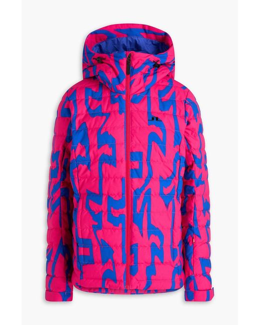 J.Lindeberg Red W Thermic Quilted Printed Hooded Down Ski Jacket