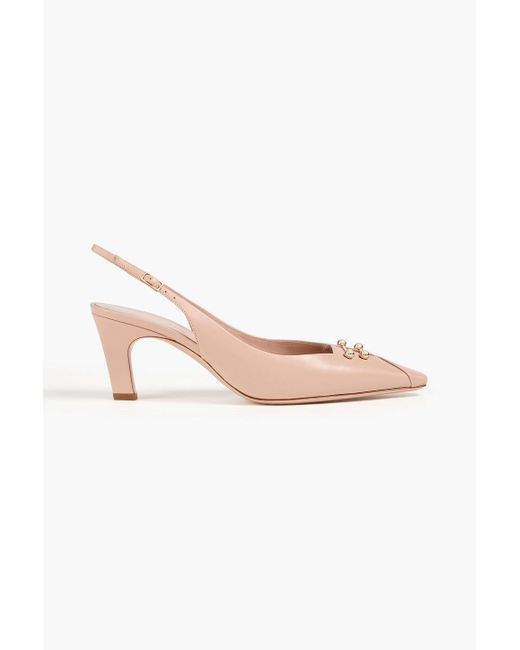 Giorgio Armani Pink Slingback-pumps aus leder mit verzierung