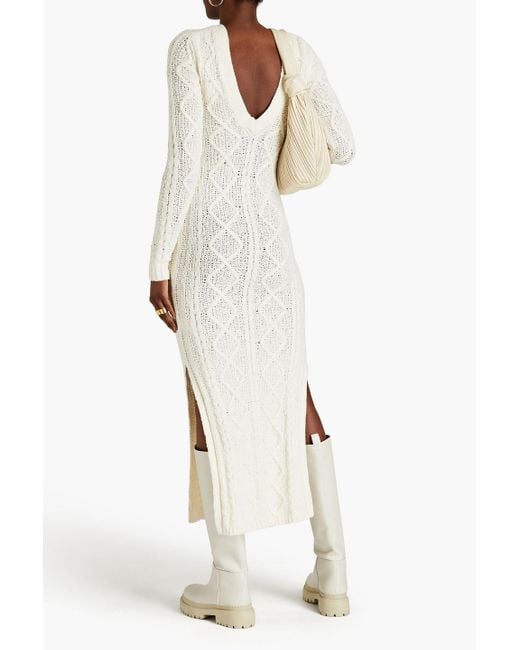 REMAIN Birger Christensen White Carmain Cable-knit Cotton-blend Midi Dress