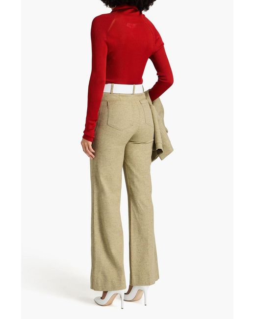 Victoria Beckham Natural Alina Wool-blend Flared Pants