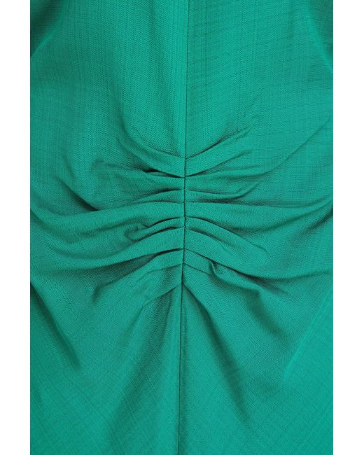 Victoria Beckham Green Gathered Grain De Poudre Midi Dress
