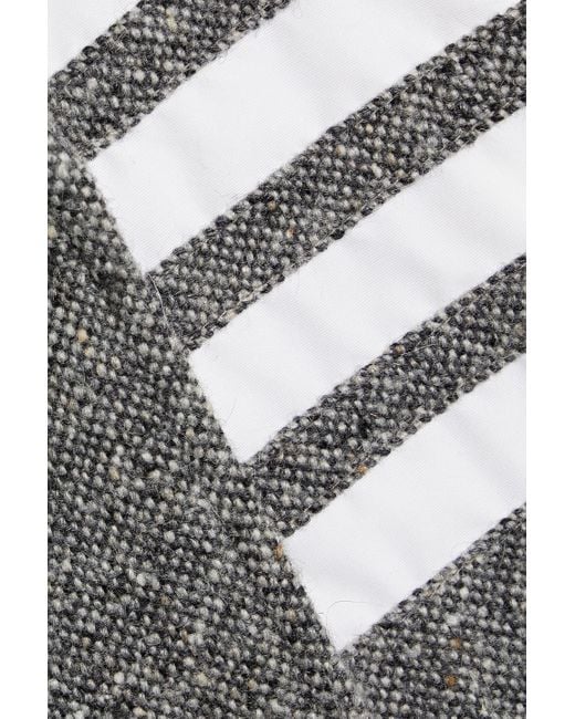 Thom Browne Gray Striped Merino Wool And Mohair-Blend Tweed Down Vest