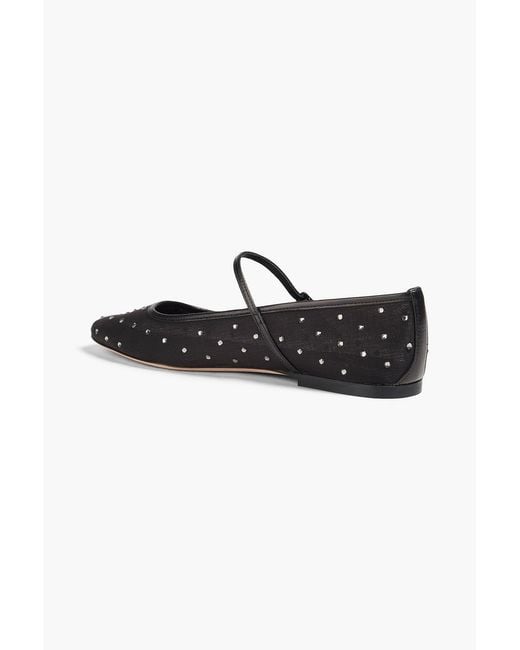 Veronica Beard Black Ellie Crystal-embellished Mesh Mary Jane Flats