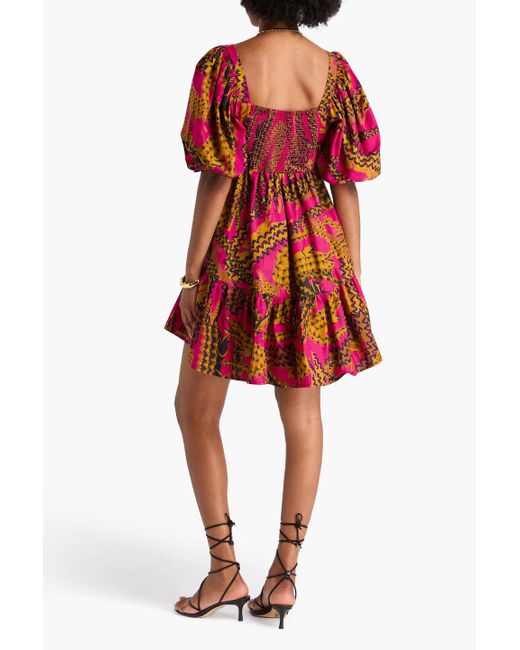 Farm Rio Tiered Printed Cotton-Poplin Mini Dress