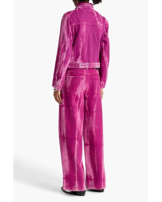 Ganni Pink Belted Bleached Denim Jacket