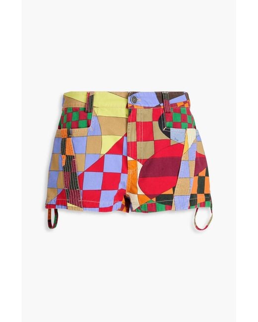 Emilio Pucci Red Printed Cotton-Gabardine Shorts
