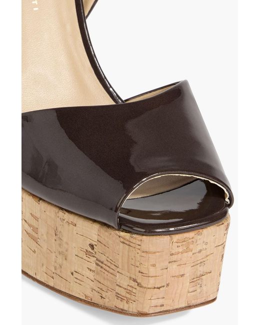 Giuseppe Zanotti Gray Betty 80 Patent-Leather Platform Sandals