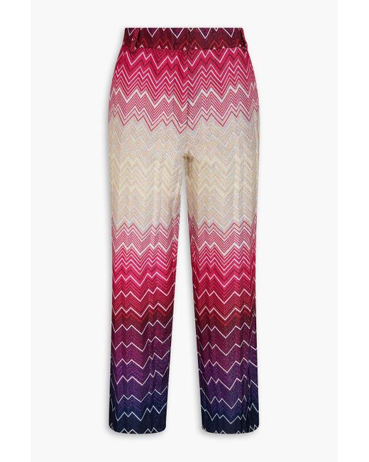 Missoni Red Cropped Crochet-knit Bootcut Pants