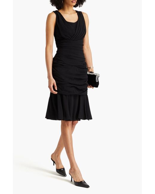 Dolce & Gabbana Black Kleid aus seiden-crêpe mit raffungen