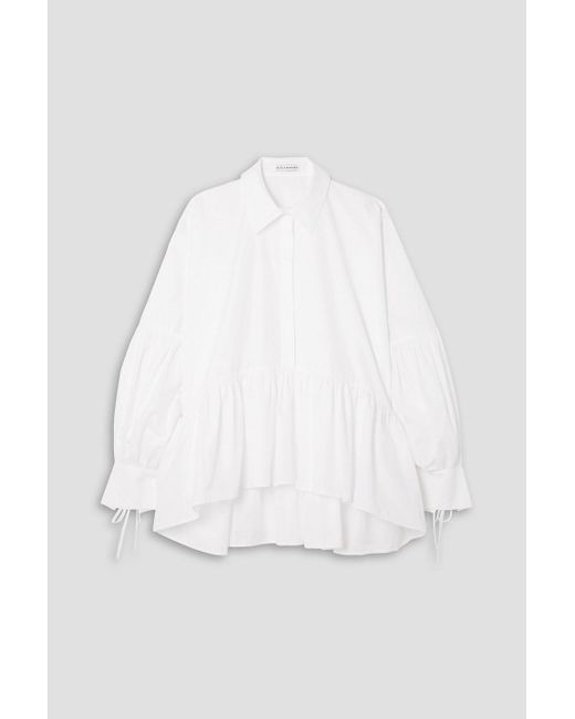 CECILIE BAHNSEN White Edition Andrea Oversized Gathered Organic Cotton-poplin Shirt