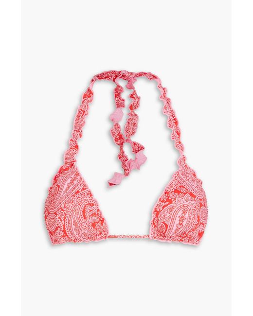 Heidi Klein Pink Tangier Paisley-print Triangle Bikini Top