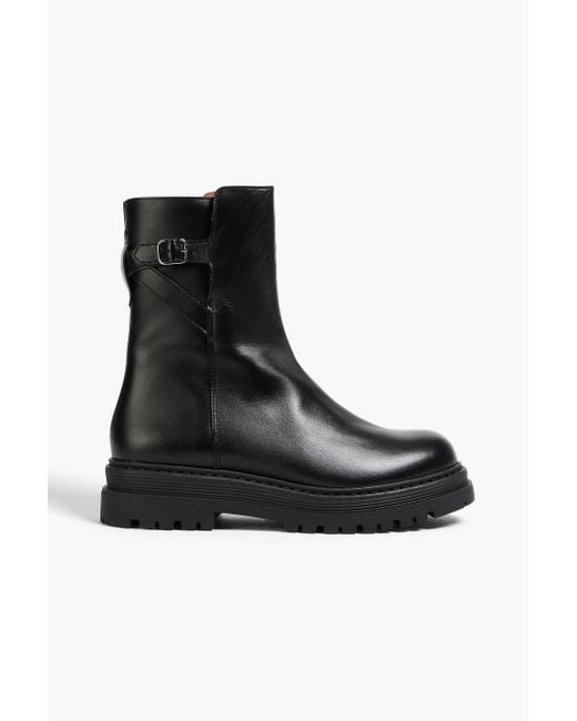 Claudie Pierlot Black Leather Platform Ankle Boots