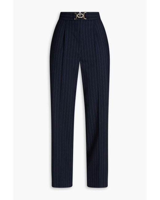 Sandro Blue Pinstriped Twill Tapered Pants