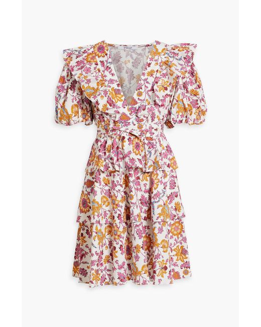 10 Crosby Derek Lam Women's White Ophelia Ruffled Printed Cotton