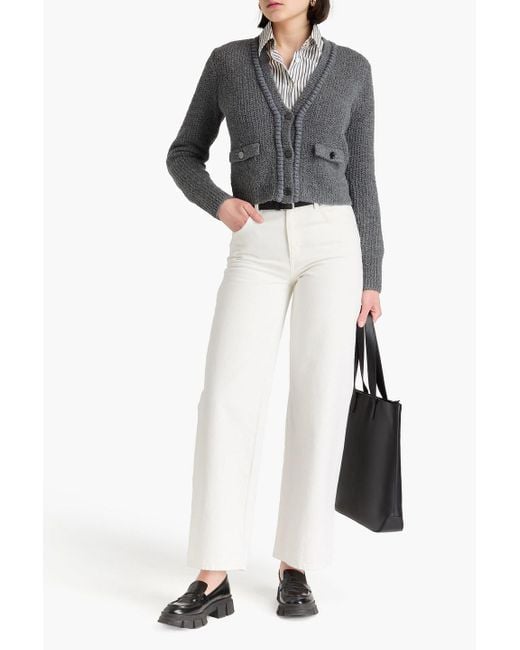 FRAME Black Bouclé-knit Wool-blend Cardigan