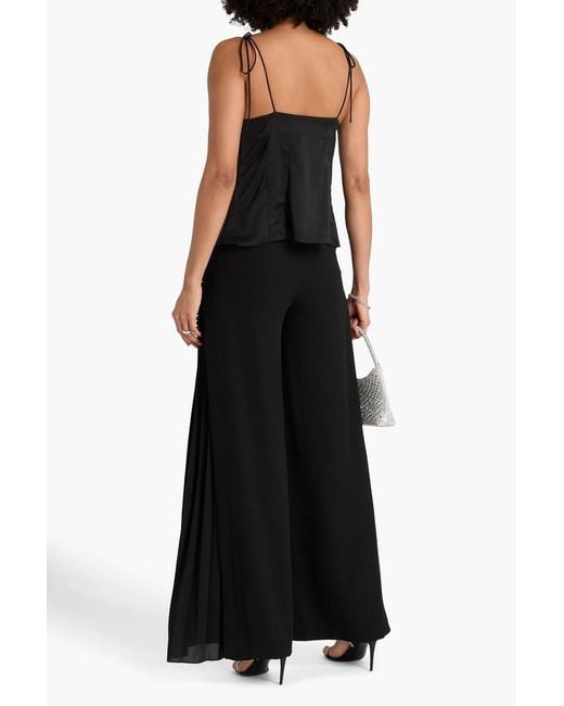 Jonathan Simkhai Black Hose "blossom" aus crêpe mit weitem bein und falten