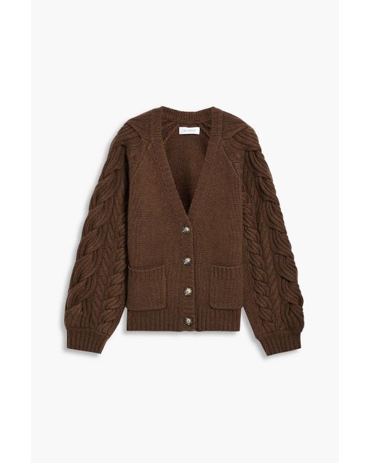 NAADAM Cable-knit Wool And Cashmere-blend Cardigan in Brown | Lyst