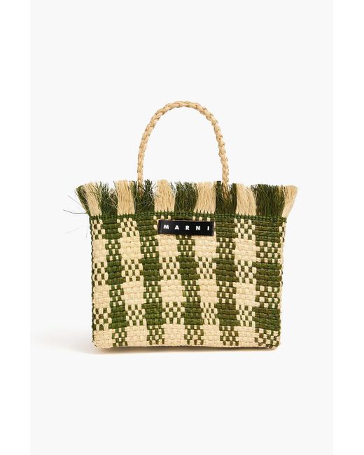 Marni Green Iraca Faux Raffia Tote