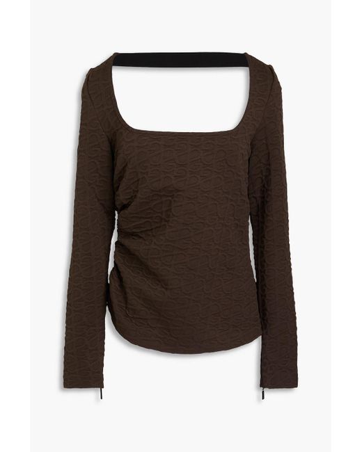 Stine Goya Brown Bowie Cutout Embossed Jacquard Top