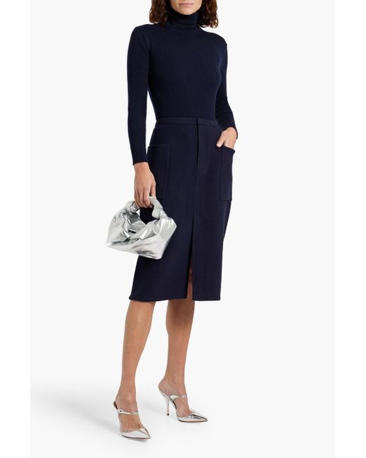 Vince Blue Wool-blend Felt Skirt