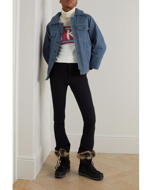 Perfect Moment Blue Corentine wattierte jeansjacke mit stickereien