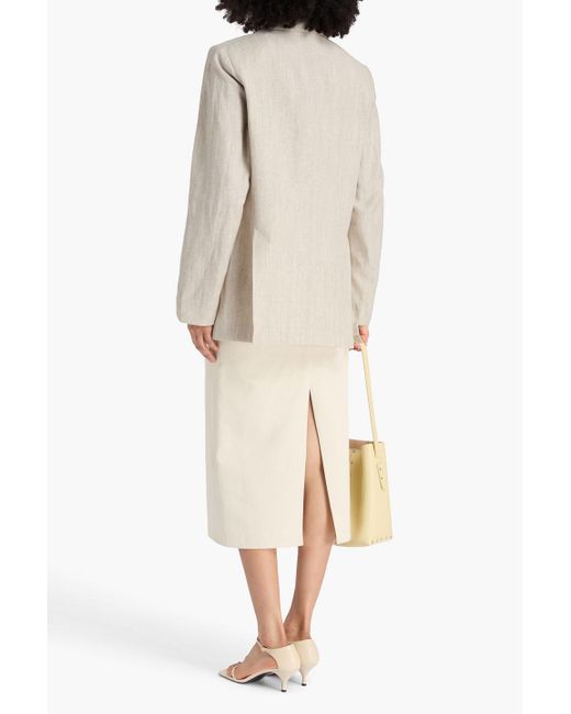Totême  Natural Double-breasted Wool And Linen-blend Blazer