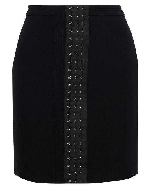 Mugler Black Hook-detailed Stretch-twill Mini Skirt