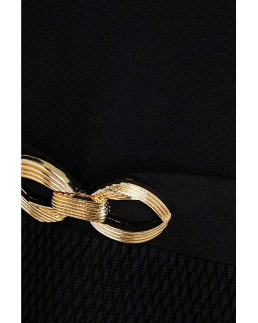 Rebecca Vallance Black Braque Embellished Jacquard-knit Mini Dress