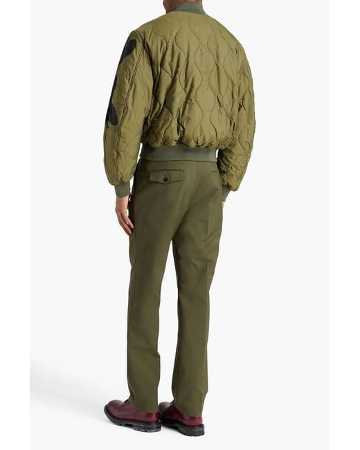 McQueen Green Printed Quilted Shell Bomber Jacket for men