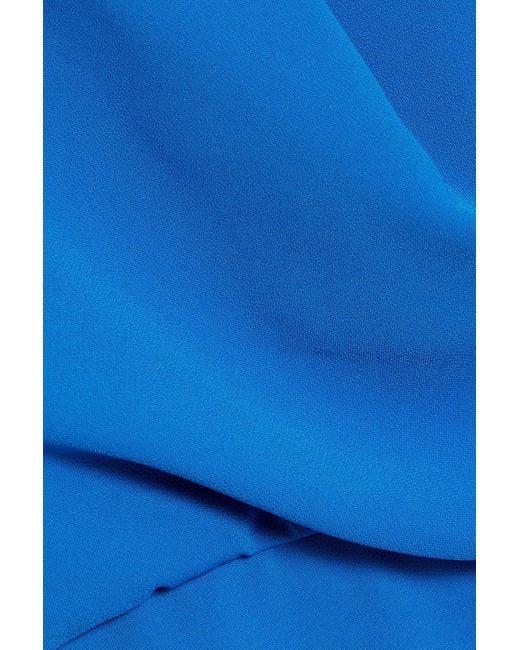 Badgley Mischka Blue Draped Crepe Gown