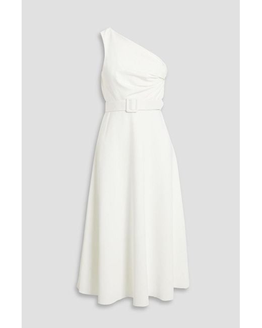Badgley Mischka White One-shoulder Scuba Midi Dress