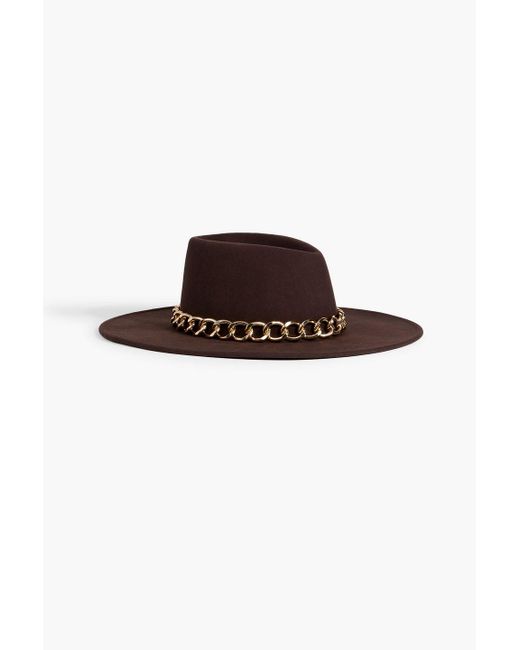 Eugenia Kim Brown Chain-embellished Wool-felt Hat