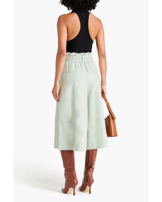Zimmermann Blue Ruffled Leather Culottes