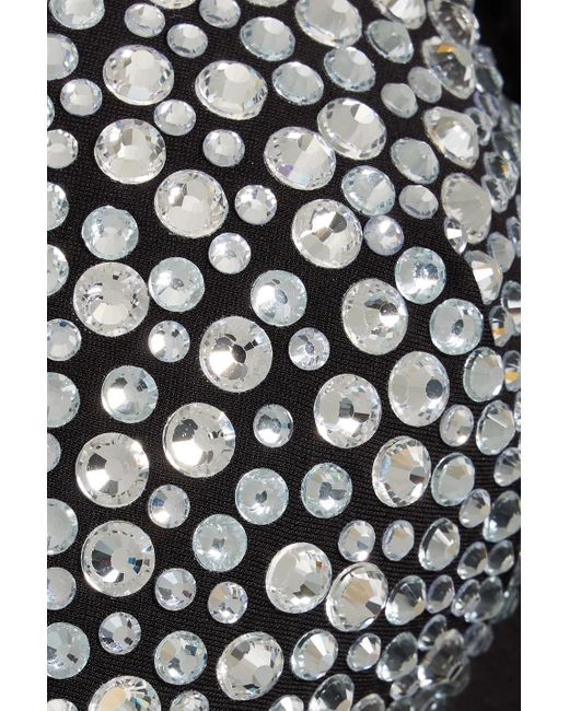 Area Black Cutout Crystal-Embellished Ponte Mini Dress