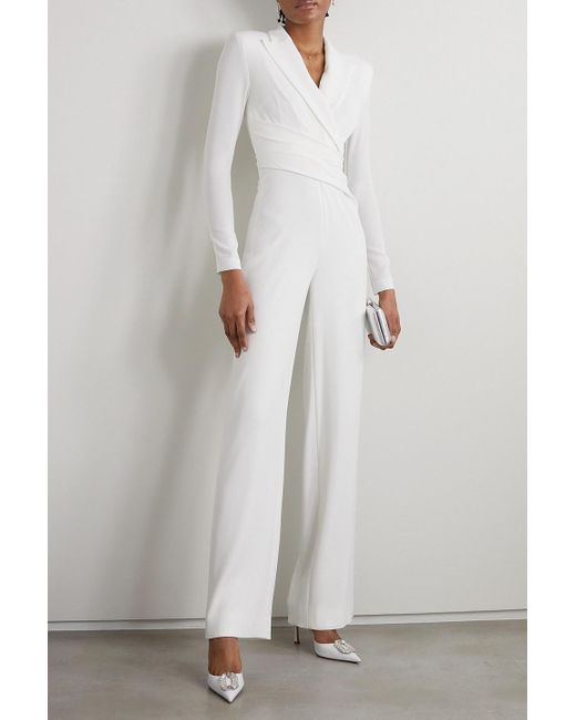 Talbot Runhof White Wrap-effect Crepe Jumpsuit