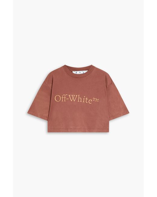 Off-White c/o Virgil Abloh Red Cropped Appliquéd Cotton-jersey T-shirt